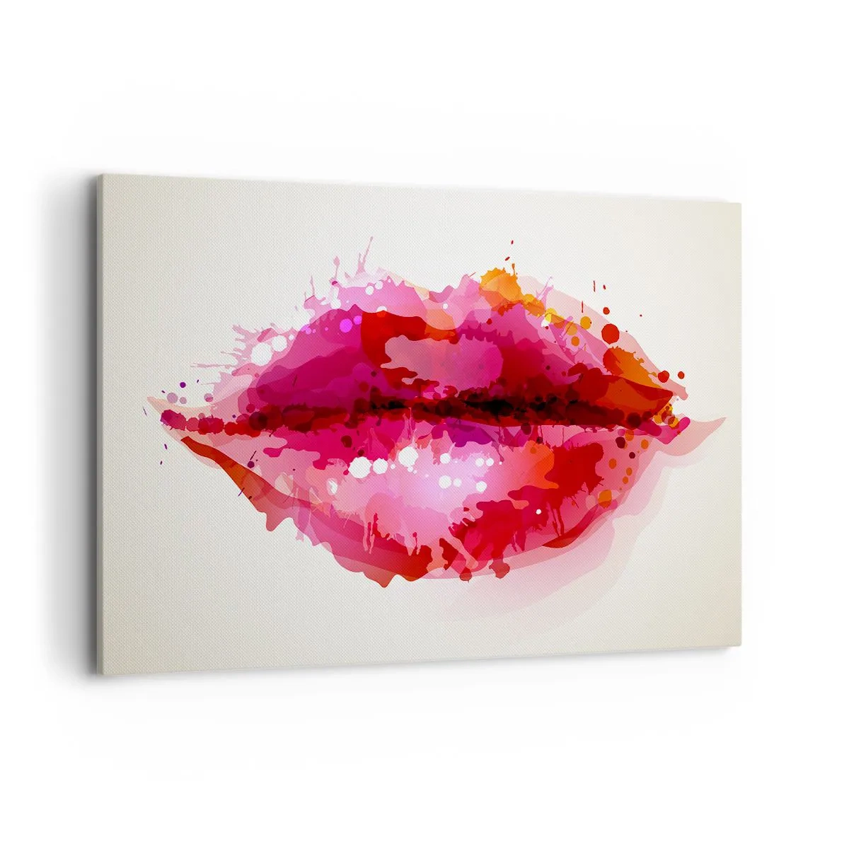 Bild auf Leinwand - Leinwandbild - Abstraktes Lippenmotiv in Rosa- und Rottönen - 120x80cm - Ein rötlicher Rotton - Moderne Wanddekoration für Wohnzimmer und Schlafzimmer ARTTOR