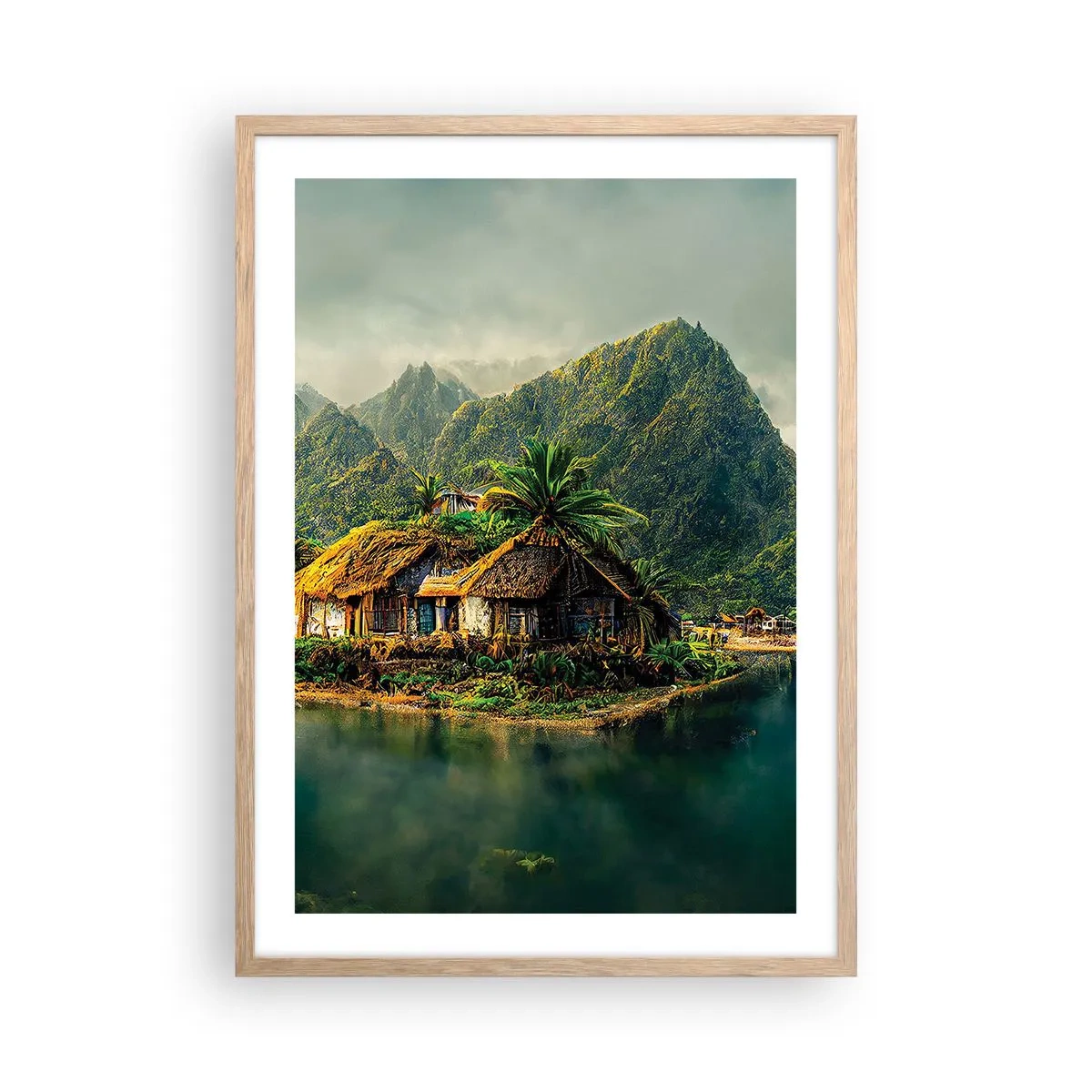 Poster in einem Rahmen aus heller Eiche - Tropisches Paradies - 50x70 cm
