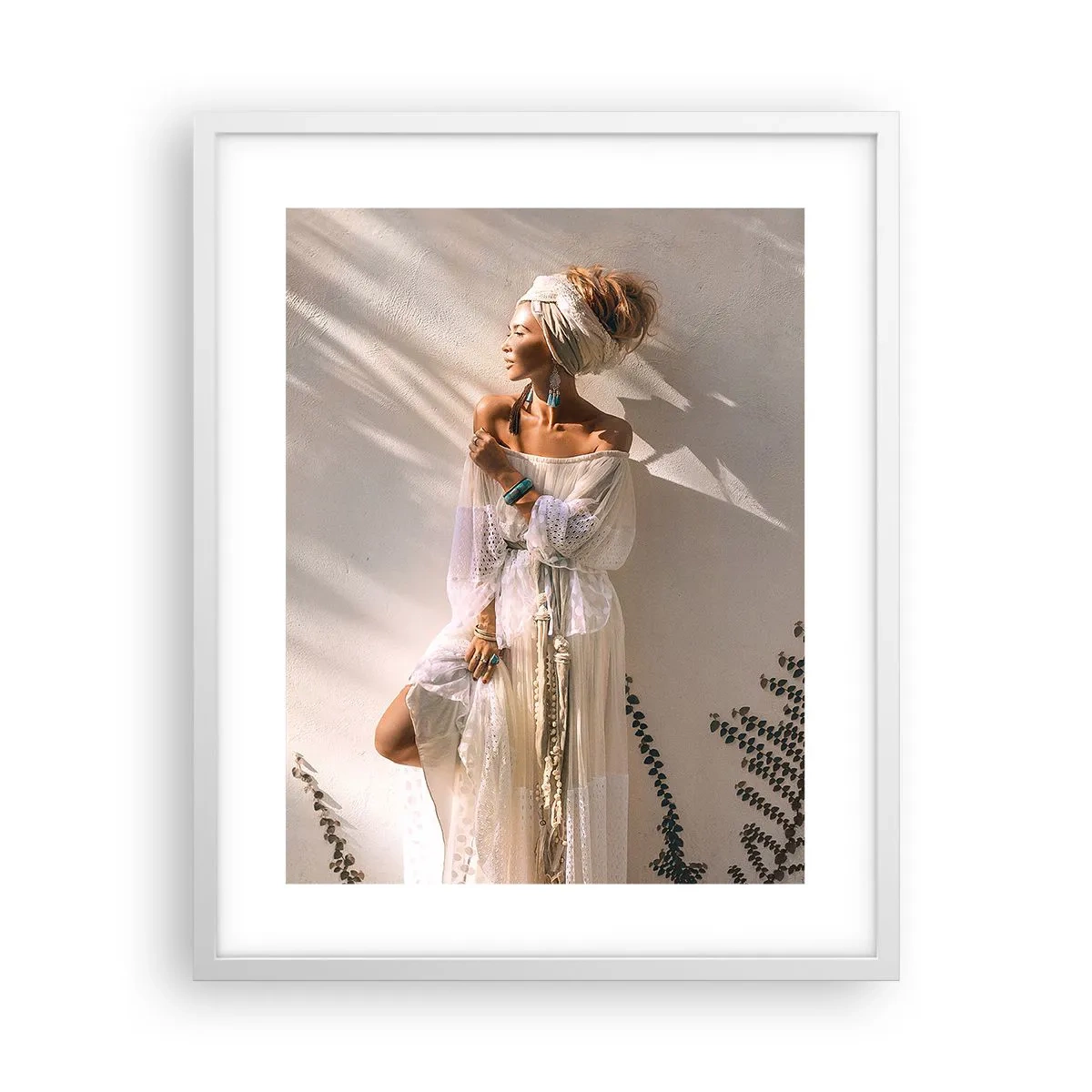 Poster in einem weißen Rahmen - Die Sonne und das Mädchen - 40x50 cm