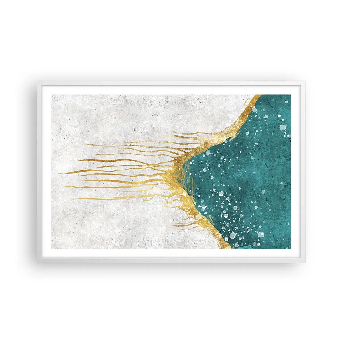 Poster in einem weißen Rahmen - Goldene Flut - 91x61 cm