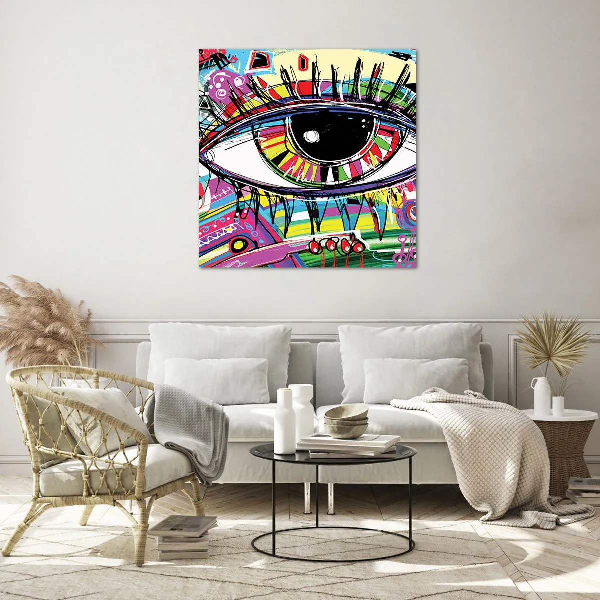 Glasbild - Bild auf glas - Buntes Auge - bunte Seele - 30x30 cm