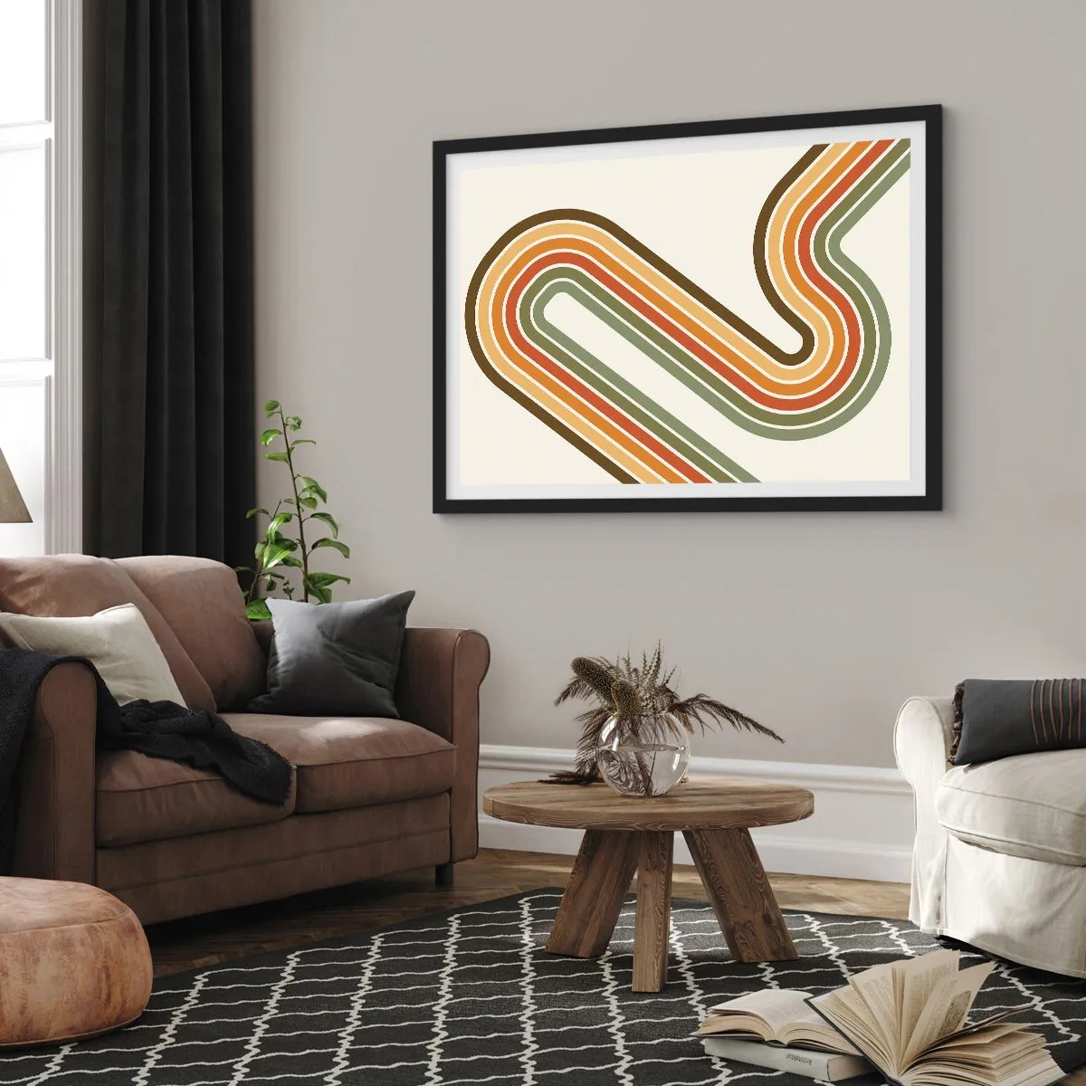 Poster in einem schwarzem Rahmen - Zickzack zum Ziel - 40x30 cm