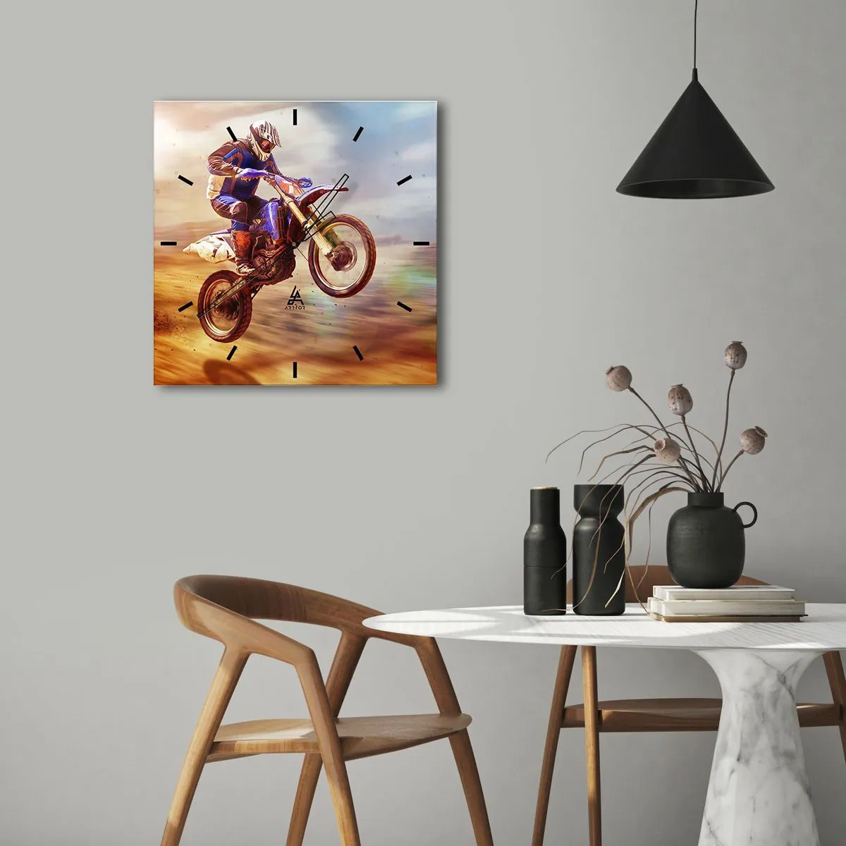 Wanduhr - Glasuhr - Motorradschwindel - 40x40 cm