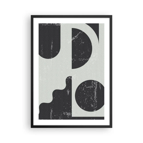 Poster in einem schwarzem Rahmen - Abstrakte geometrische Komposition in Schwarz und Grau - 50x70cm - Komposition oben und unten - Moderne Wanddekoration für Wohnzimmer und Schlafzimmer ARTTOR
