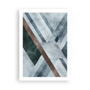 Poster - Geometrische Komposition in Blau- und Brauntönen - 50x70cm - Anspruchsvolle Eleganz der Geometrie - Moderne Wanddekoration für Wohnzimmer und Schlafzimmer ARTTOR