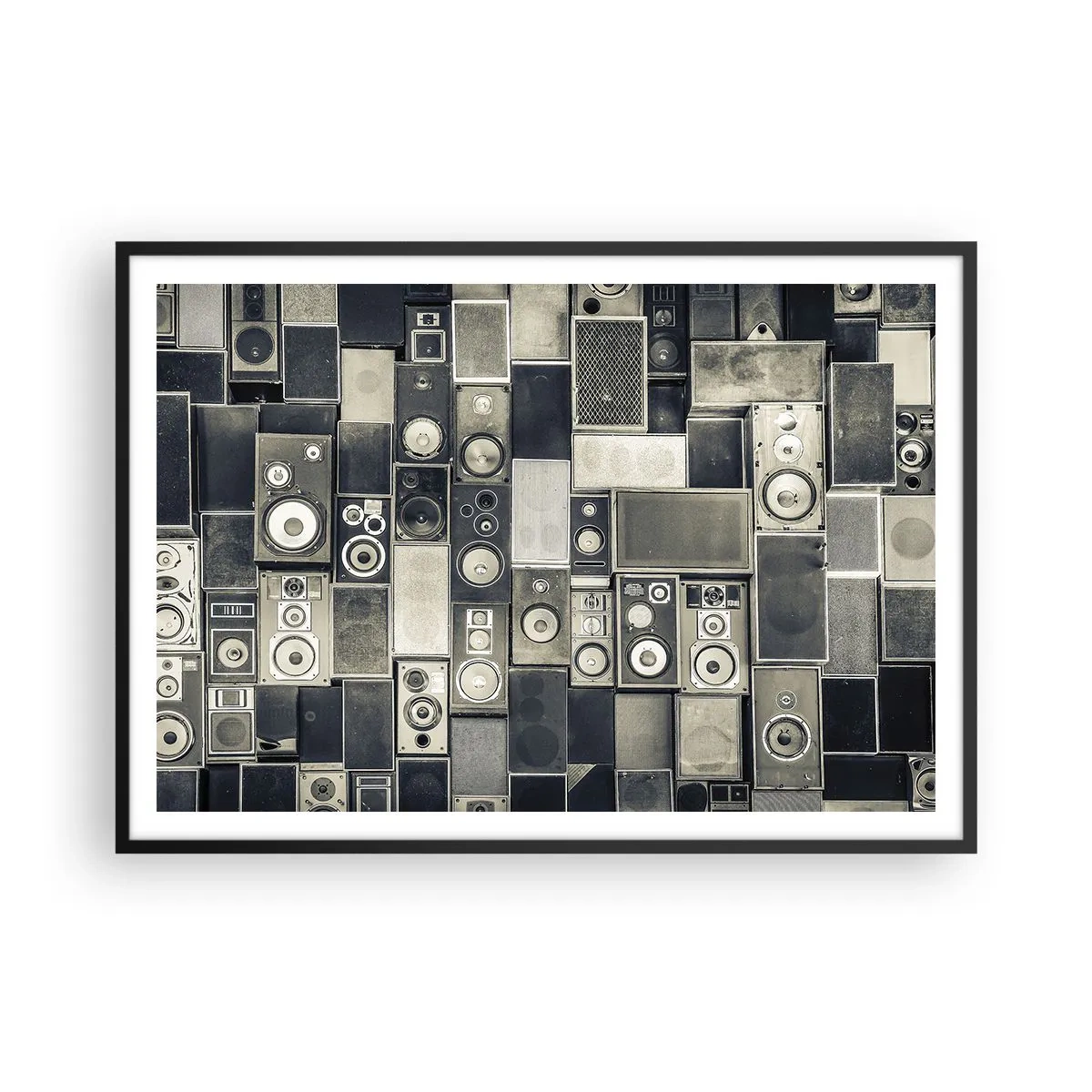 Poster in einem schwarzem Rahmen - Lautsprecherkollektion im Retro-Stil - 100x70cm - Und es ist alles in Ordnung - Moderne Wanddekoration für Wohnzimmer und Schlafzimmer ARTTOR