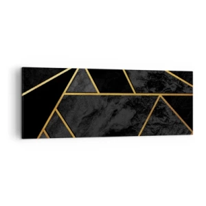 Bild auf Leinwand - Leinwandbild - Geometrisches Goldmuster auf schwarzem Hintergrund - 140x50cm - Dunkelheit und Glanz - Moderne Wanddekoration für Wohnzimmer und Schlafzimmer ARTTOR