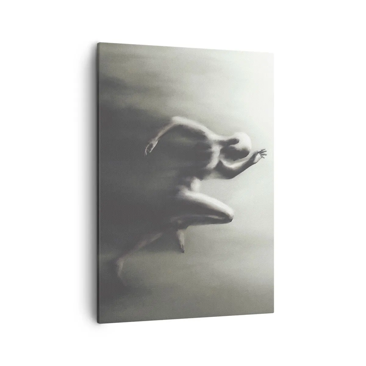 Bild auf Leinwand - Leinwandbild - Eine schwarz-weiße Silhouette einer laufenden Figur in einem dynamischen und surrealen Stil. - 50x70cm - Unwiderstehlich - Moderne Wanddekoration für Wohnzimmer und Schlafzimmer ARTTOR