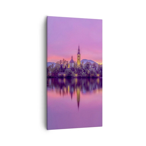 Bild auf Leinwand - Leinwandbild - Eine märchenhafte Insel in der Abenddämmerung - 55x100 cm