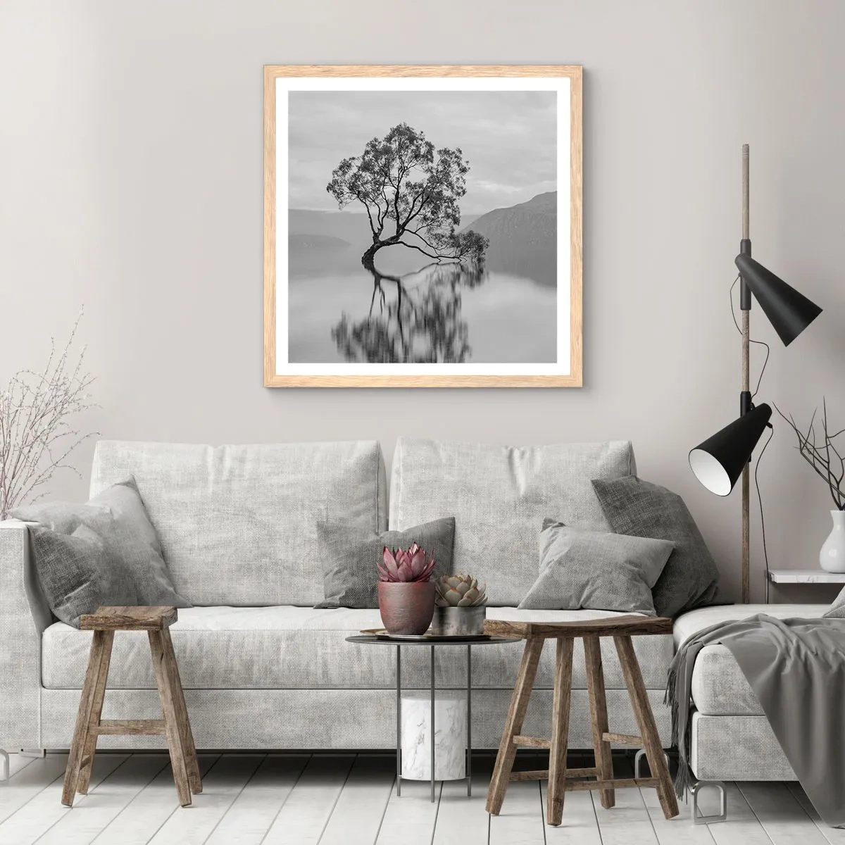 Poster in einem Rahmen aus heller Eiche - Es gibt so ein Land - 60x60 cm