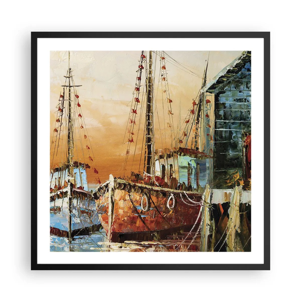 Poster in einem schwarzem Rahmen - Friedliche Rückkehr - 60x60 cm