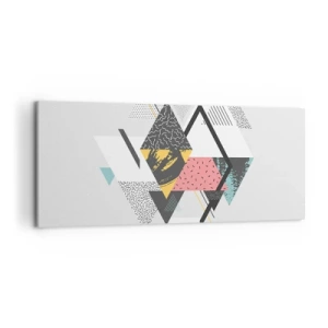 Bild auf Leinwand - Leinwandbild - Geometrische Muster auf hellem Hintergrund - 120x50cm - Variation über Dreieck und Raute - Moderne Wanddekoration für Wohnzimmer und Schlafzimmer ARTTOR