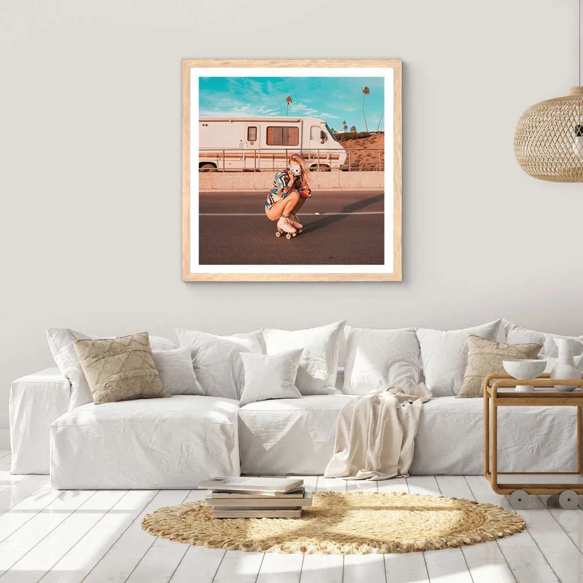 Poster in einem Rahmen aus heller Eiche - Lächel bitte! - 50x50 cm