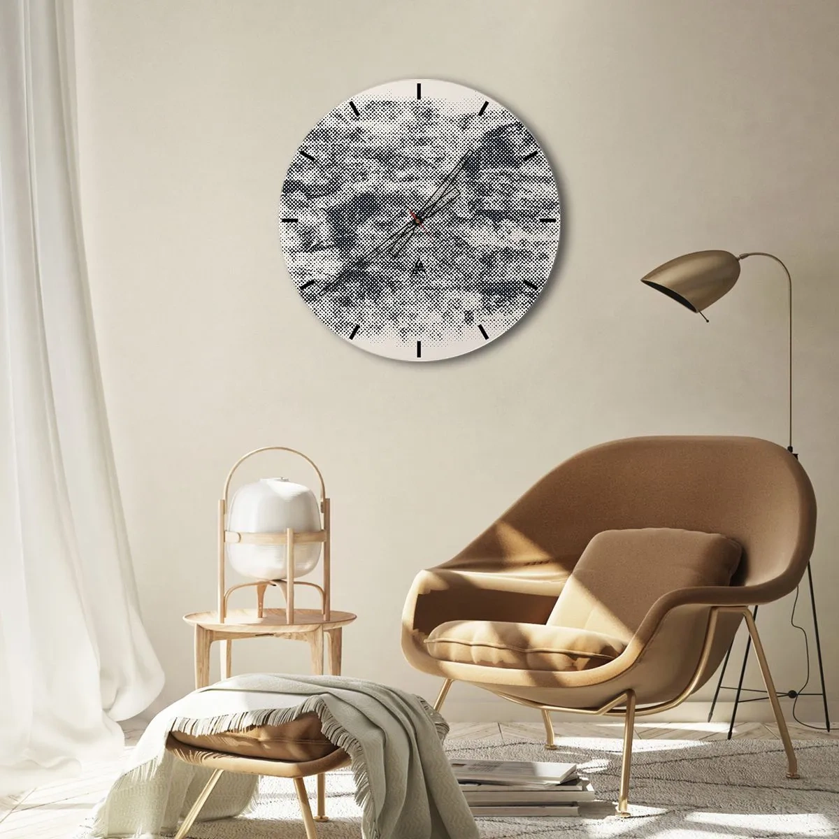 Wanduhr - Glasuhr - Nebelige Komposition - 40x40 cm