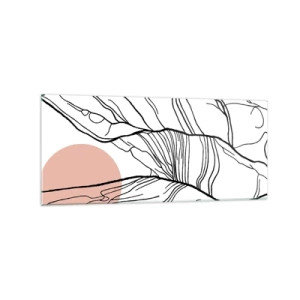 Glasbild - Bild auf glas - Minimalistische Linien mit geometrischem Akzent - 120x50cm - In einem Netz aus Zweigen - Moderne Wanddekoration für Wohnzimmer und Schlafzimmer ARTTOR