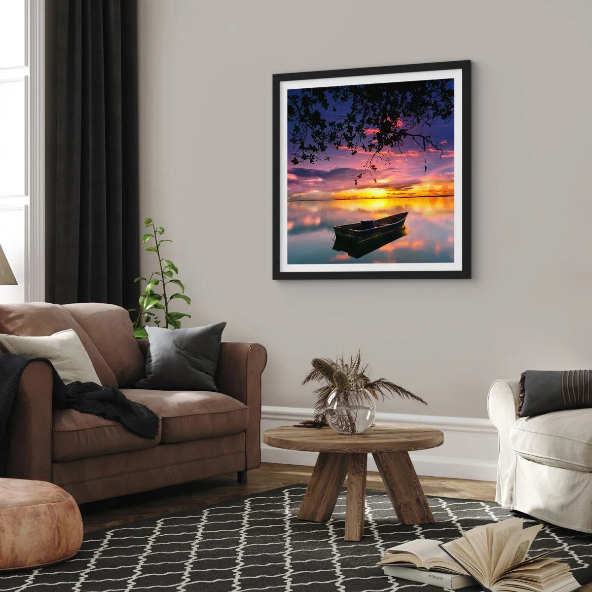 Poster in einem schwarzem Rahmen - Du scheinst mitten am Himmel zu hängen... - 30x30 cm