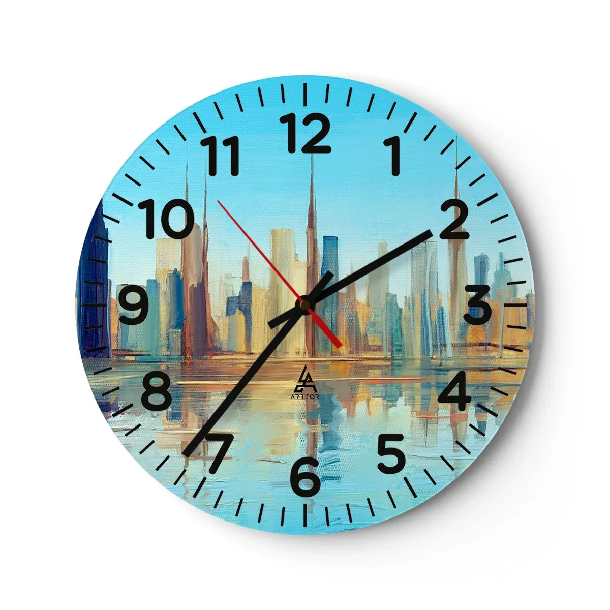 Wanduhr - Glasuhr - Sonnige Metropole - 40x40 cm