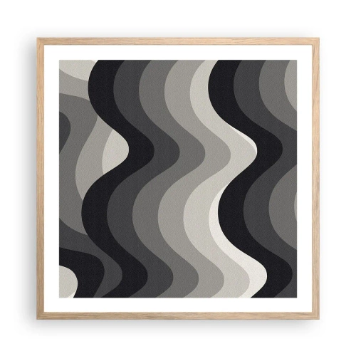 Poster in einem Rahmen aus heller Eiche - Eine Welle nach der anderen - 60x60 cm