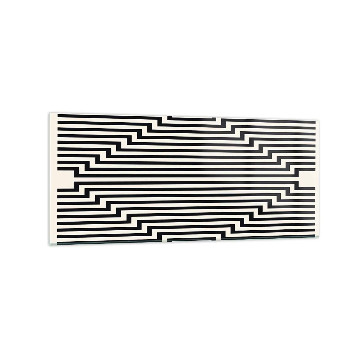 Glasbild - Bild auf glas - Schwarze und weiße Linien erzeugen einen geometrischen Illusionseffekt - 120x50cm - Geometrische Illusion - Moderne Wanddekoration für Wohnzimmer und Schlafzimmer ARTTOR