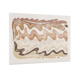 Glasbild - Bild auf glas - Beige und braune Wellen in einer abstrakten Komposition - 70x50cm - Gute Energie – gute Gefühle - Moderne Wanddekoration für Wohnzimmer und Schlafzimmer ARTTOR