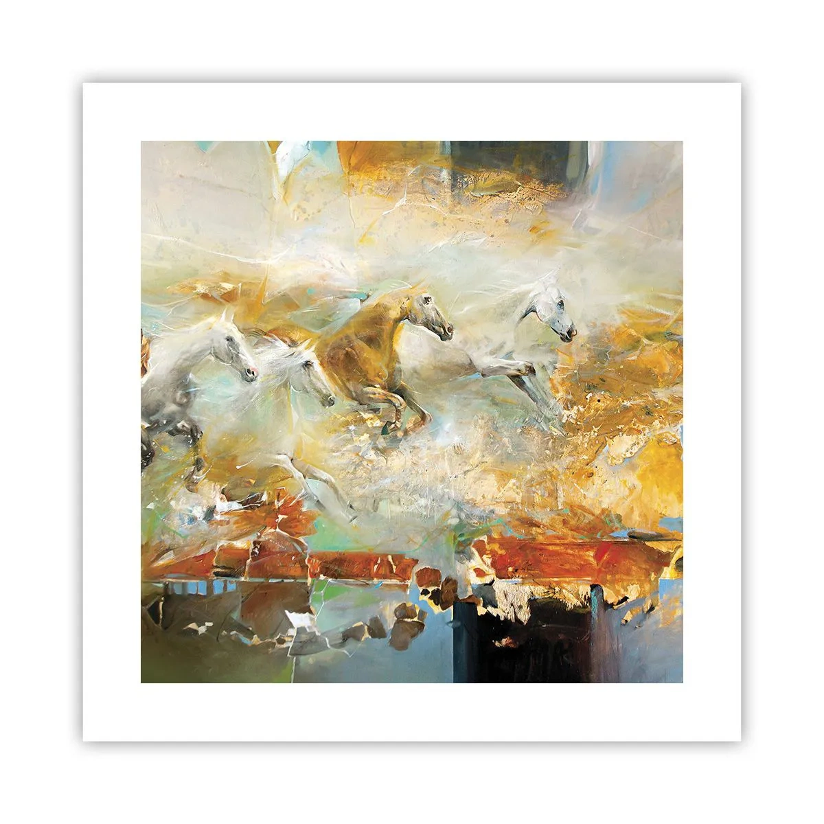 Poster - Im Galopp durch das Licht - 40x40 cm