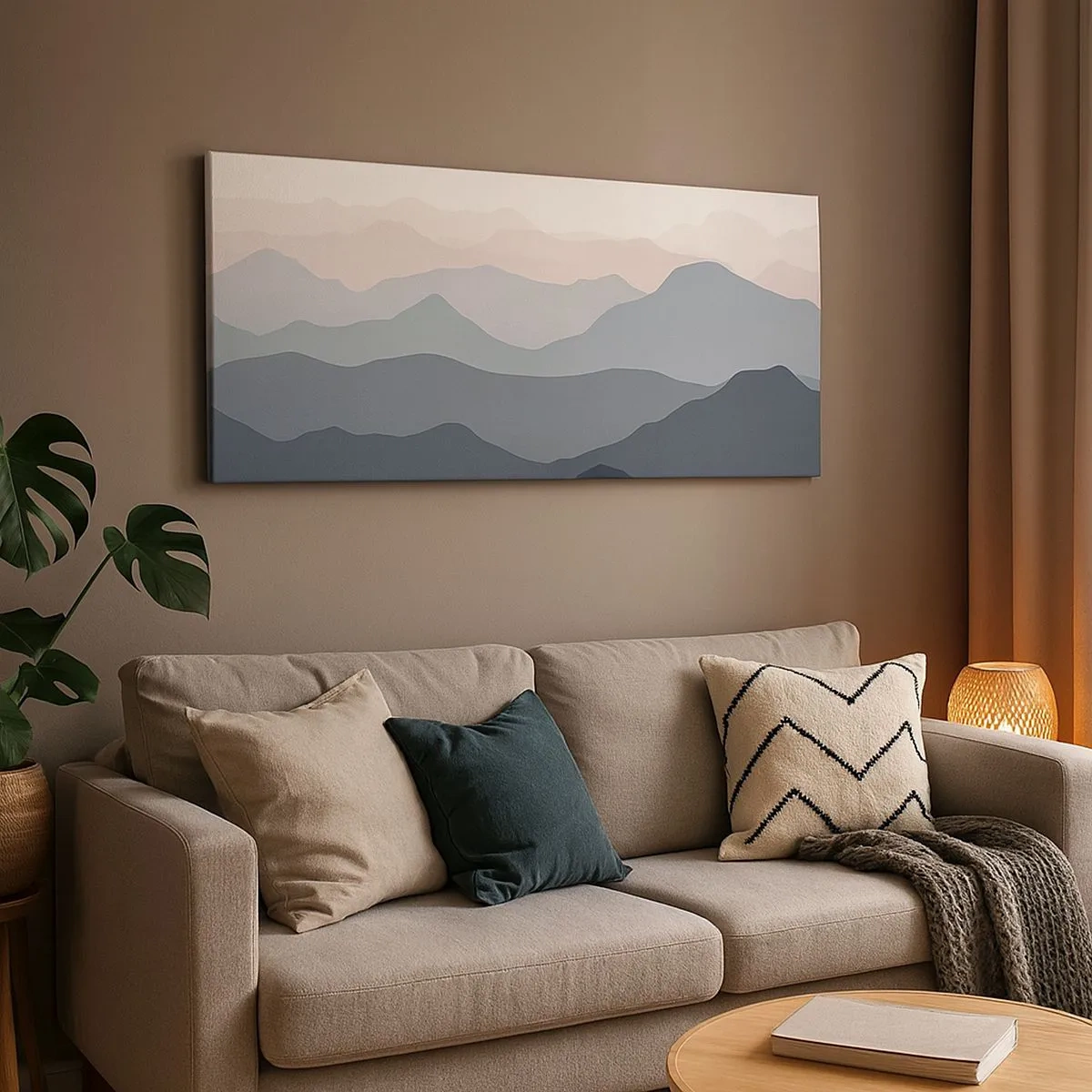 Bild auf Leinwand - Leinwandbild - Wellen der Berge - 100x40 cm
