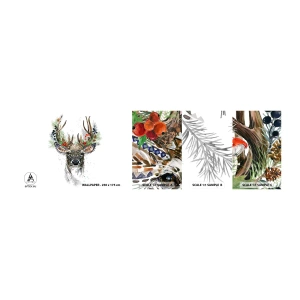 Fototapeten Muster Selbstklebend Deluxe Sticker - Im festlichen Gewand - Abstraktion, Reh, Rentier - 100x30 cm