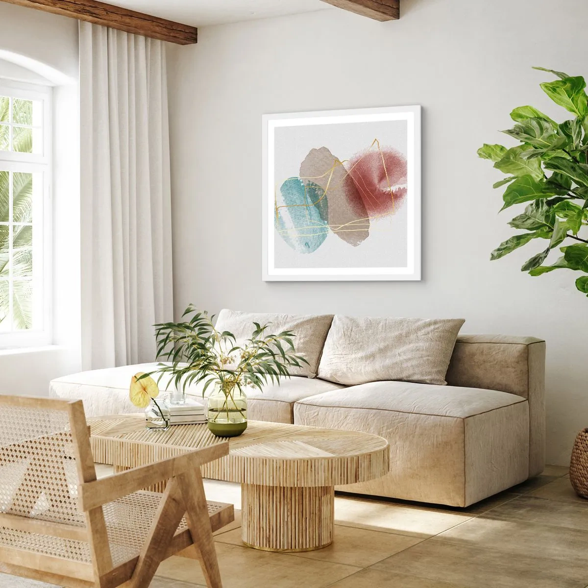 Poster in einem weißen Rahmen - Korallen des Weltraums - 50x50 cm