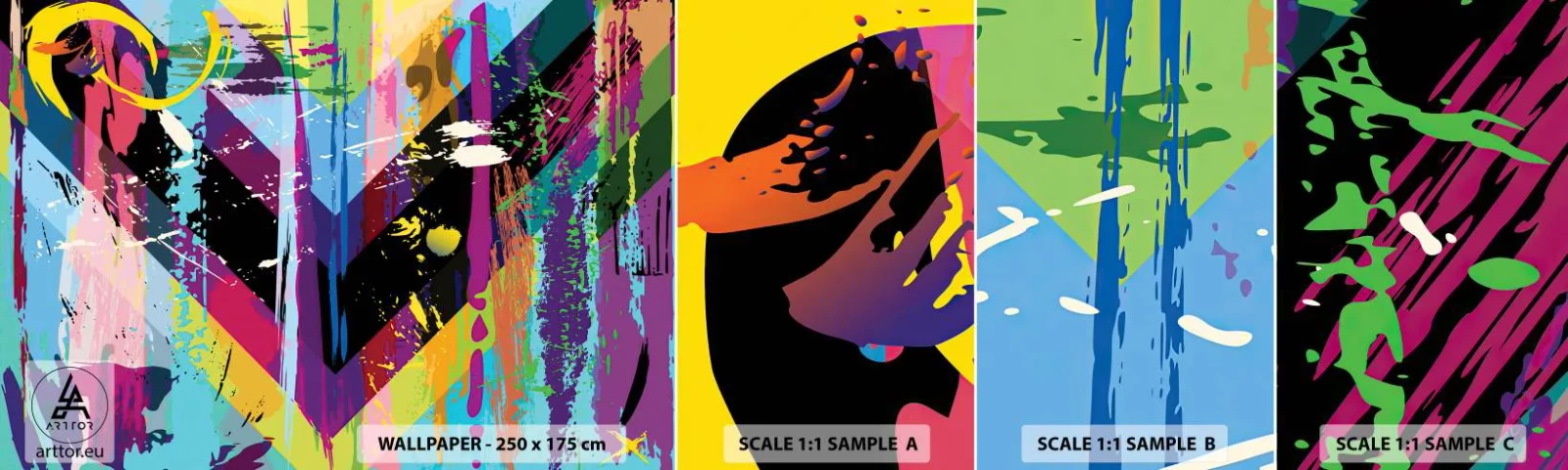 Fototapetenmuster Standard Eco - Von oben nach unten - Abstraktion, Stück, Grafik - 100x30 cm