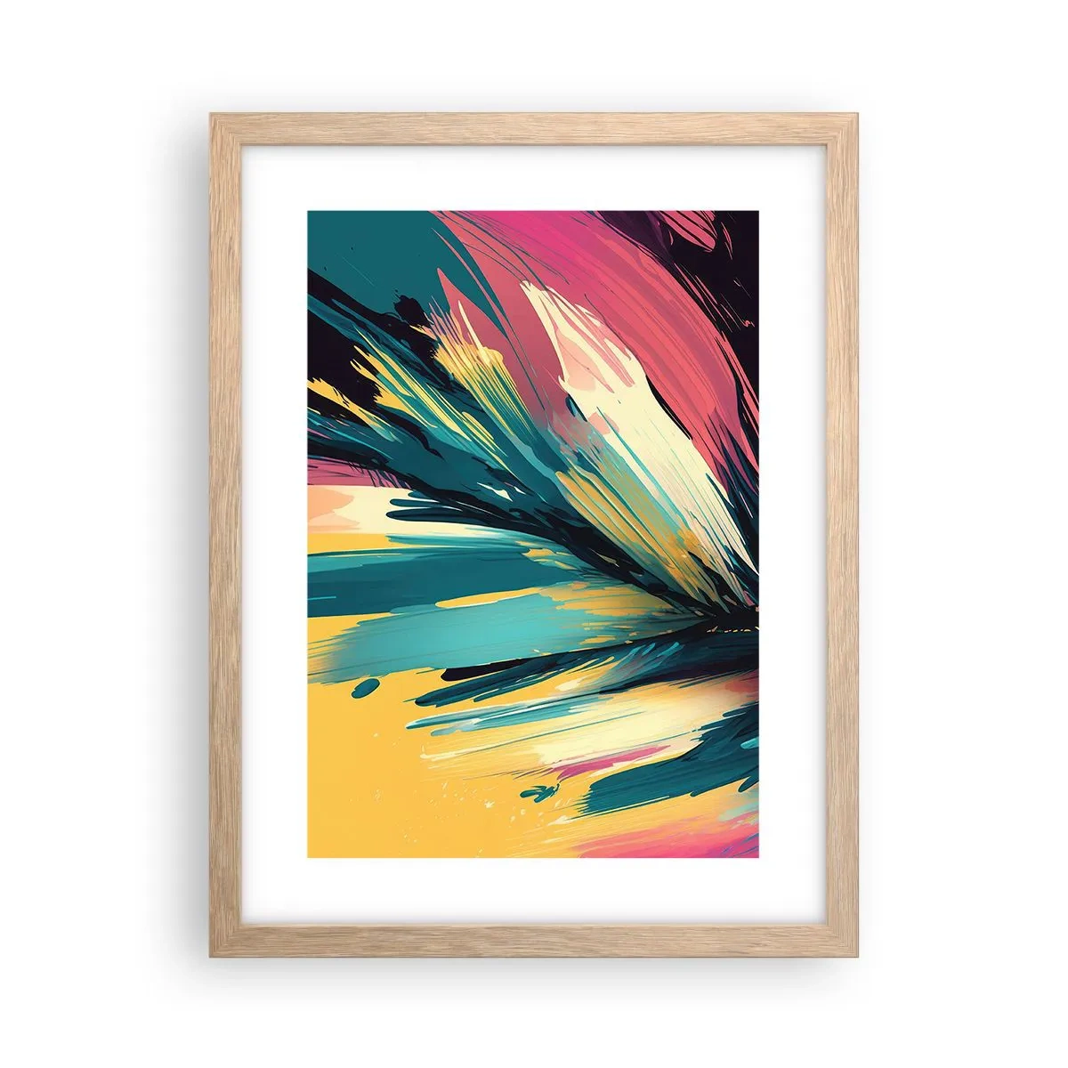Poster in einem Rahmen aus heller Eiche - Komposition – eine Explosion der Freude - 30x40 cm