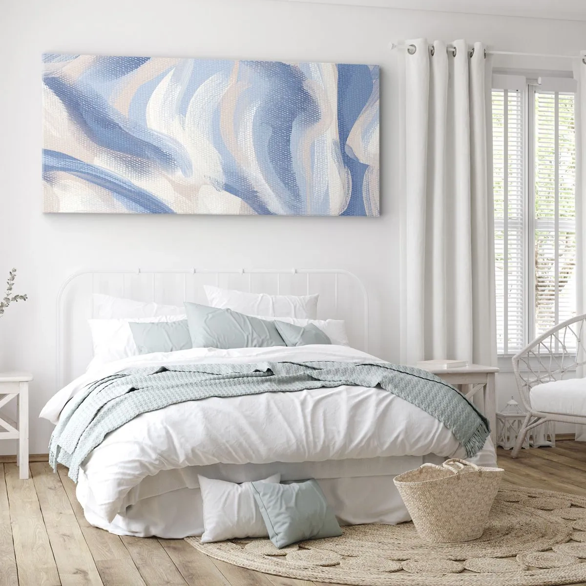 Bild auf Leinwand - Leinwandbild - Blaue Wellen - 100x40 cm