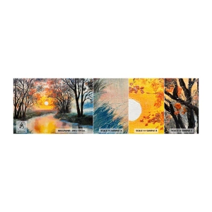 Fototapeten Muster Selbstklebend Deluxe Sticker - Herbststimmung - Landschaft, Fluss, Bäume - 100x30 cm