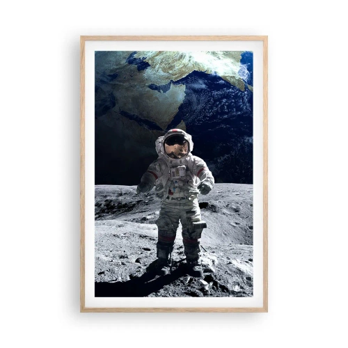 Poster in einem Rahmen aus heller Eiche - Grüße vom Mond - 61x91 cm