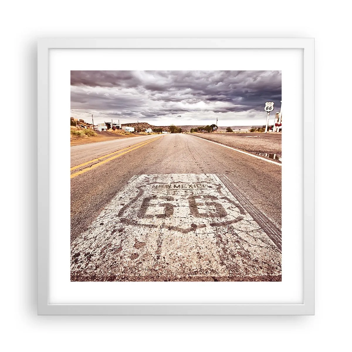 Poster in einem weißen Rahmen - Mother Road - eine amerikanische Legende - 40x40 cm