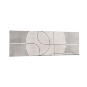 Glasbild - Bild auf glas - Geometrisches Muster in Grau- und Weißtönen - 160x50cm - Kreisförmig und geradeaus - Moderne Wanddekoration für Wohnzimmer und Schlafzimmer ARTTOR