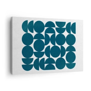 Bild auf Leinwand - Leinwandbild - Geometrische Formen in Marineblautönen auf weißem Hintergrund - 70x50cm - Kreise und Halbkreise - Moderne Wanddekoration für Wohnzimmer und Schlafzimmer ARTTOR