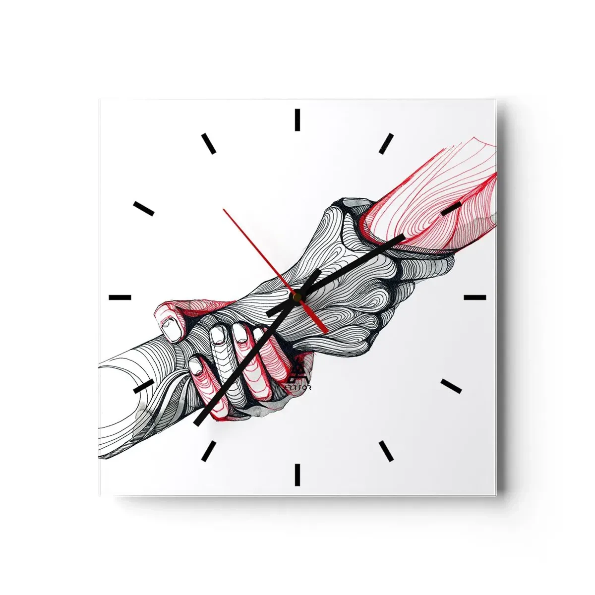 Wanduhr - Glasuhr - Künstlerische Hände, die sich im minimalistischen Stil halten - 30x30cm - Sie sind in guten Händen - Moderne Wanddekoration für Wohnzimmer und Schlafzimmer ARTTOR