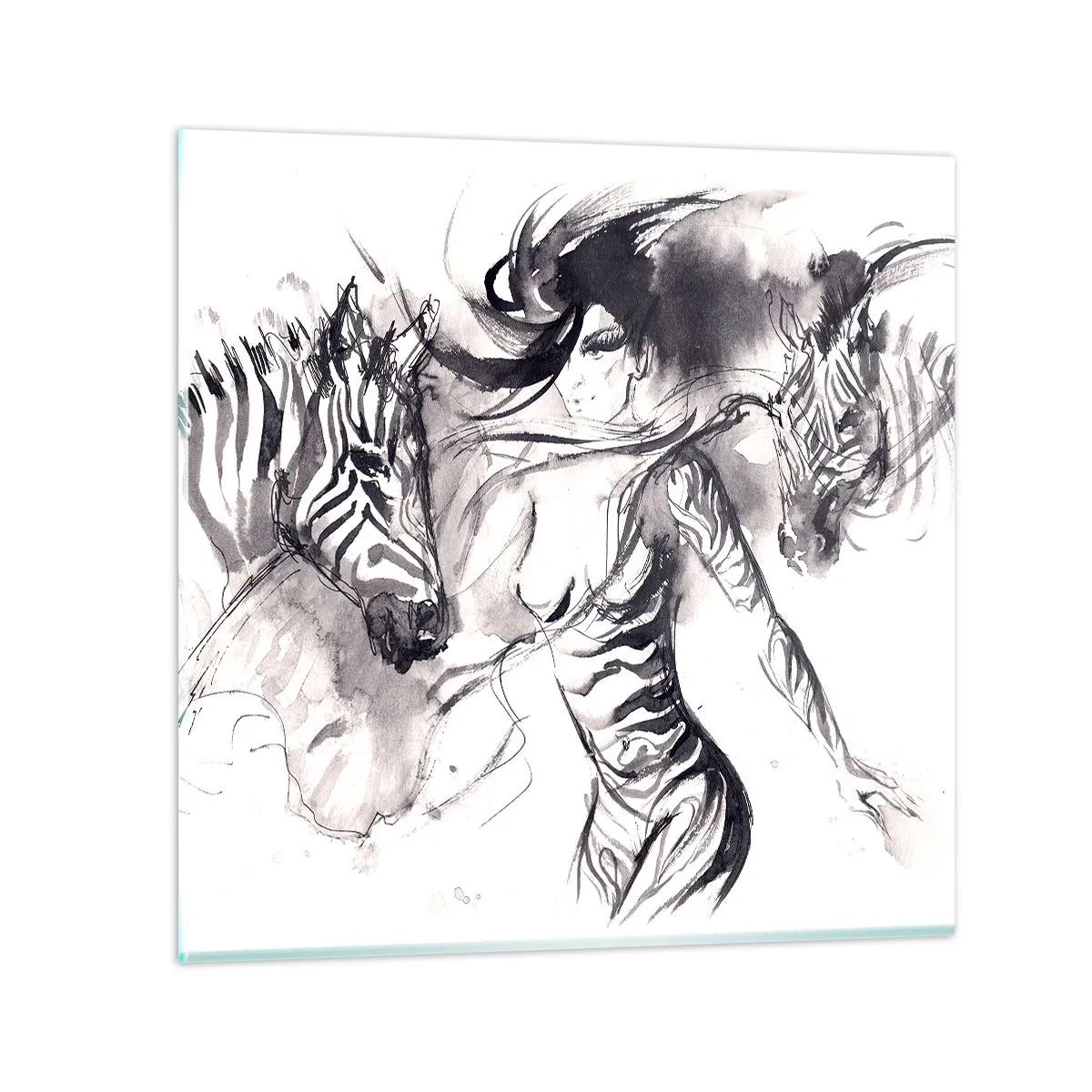Glasbild - Bild auf glas - Tanzen mit den Zebras - 30x30 cm