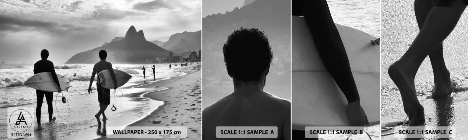 Fototapeten Muster Selbstklebend Deluxe Sticker - Single-Wave-Samba - Surfer, Brasilien, Meer - 100x30 cm