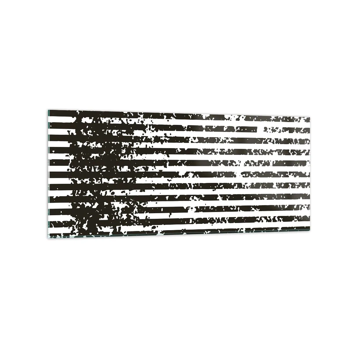 Glasbild - Bild auf glas - Abstrakte Linien mit Distressed-Effekt in Schwarz und Weiß - 120x50cm - Rhythmus und Rauschen - Moderne Wanddekoration für Wohnzimmer und Schlafzimmer ARTTOR