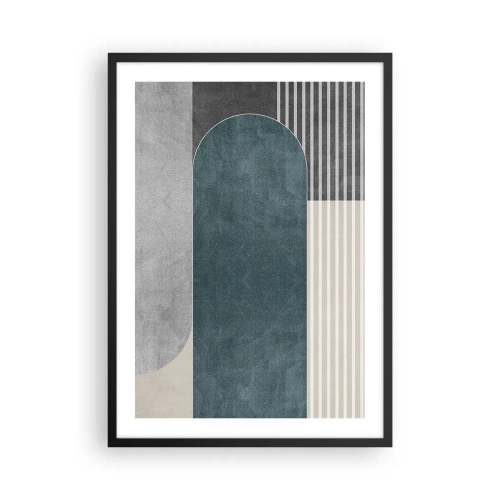 Poster in einem schwarzem Rahmen - Geometrische Komposition in Grün- und Grautönen - 50x70cm - Komposition auf der Ebene - Moderne Wanddekoration für Wohnzimmer und Schlafzimmer ARTTOR