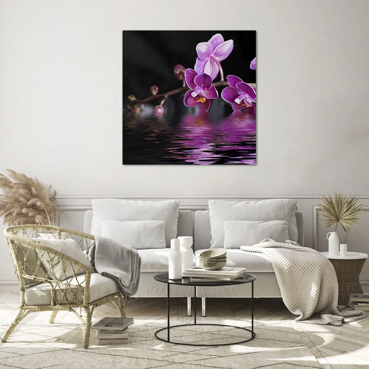 Glasbild - Bild auf glas - Lila Spiegelbild der Schönheit - 70x70 cm