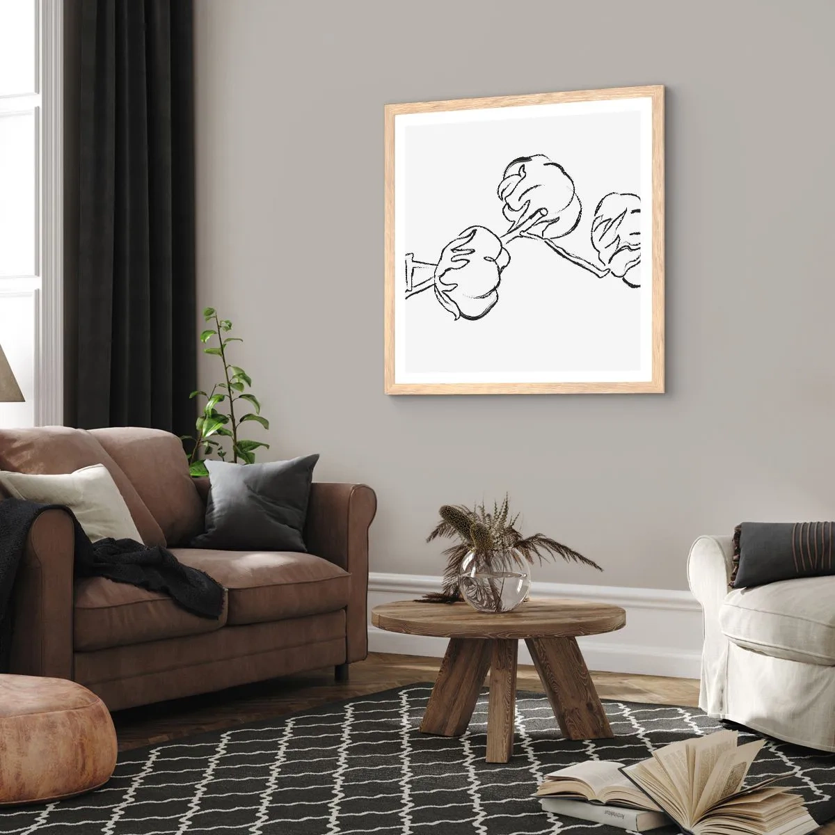 Poster in einem Rahmen aus heller Eiche - Baumwolldaunen - 60x60 cm