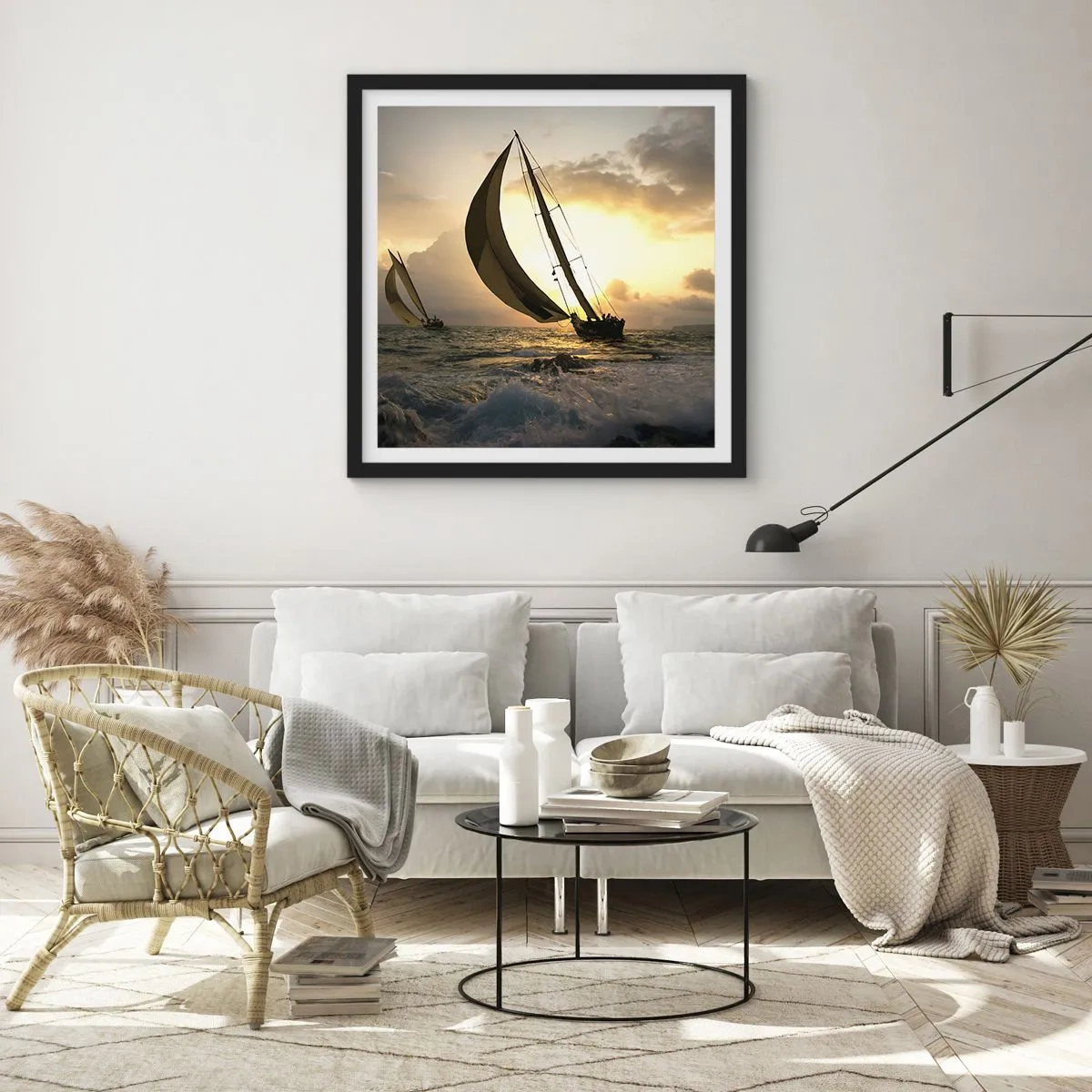 Poster in einem schwarzem Rahmen - Mit dem Wind und gegen den Wind - 30x30 cm