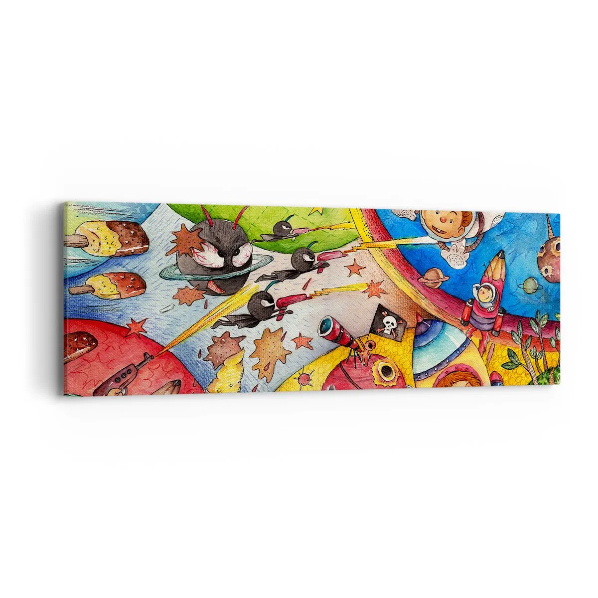 Bild auf Leinwand - Leinwandbild - Tolles Weltraumabenteuer - 90x30 cm