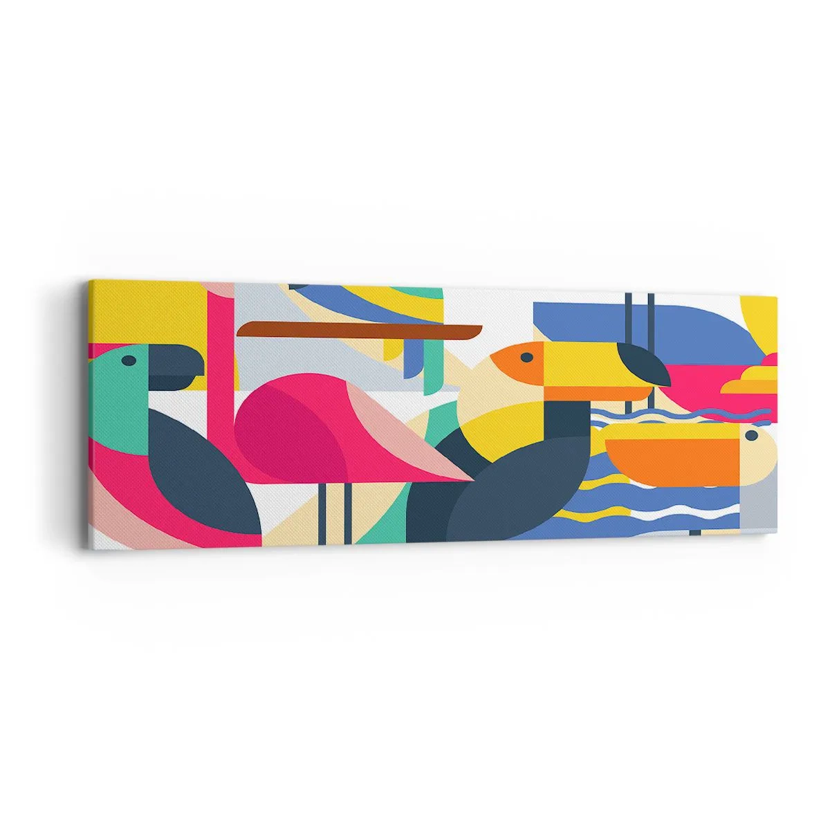 Bild auf Leinwand - Leinwandbild - Vogelparty - 90x30 cm