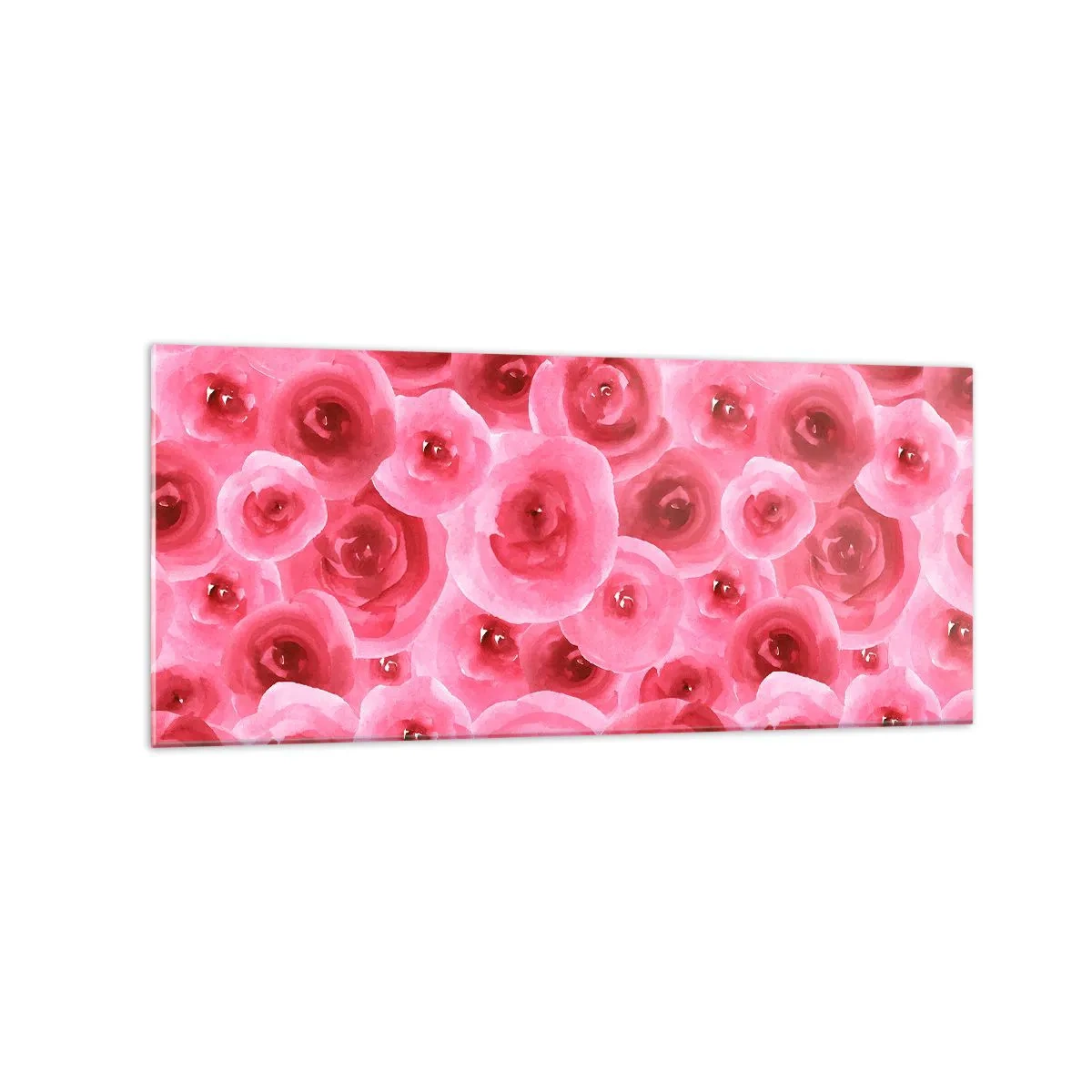 Glasbild - Bild auf glas - Zarte Rosen in pastelligen Rosatönen - 120x50cm - Oben und unten Rosen - Moderne Wanddekoration für Wohnzimmer und Schlafzimmer ARTTOR