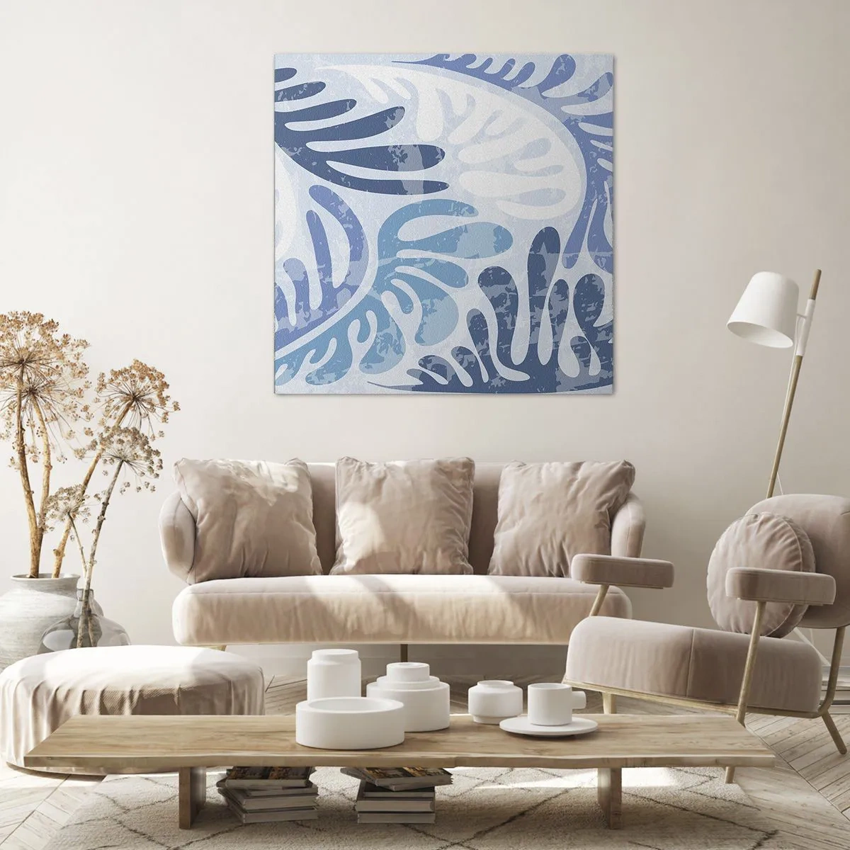 Bild auf Leinwand - Leinwandbild - Blaue Farne - 50x50 cm