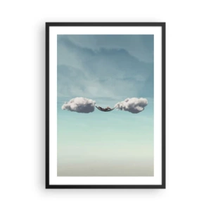 Poster in einem schwarzem Rahmen - Eine Hängematte, die zwischen zwei Wolken am Himmel hängt - 50x70cm - Die Behaglichkeit des Augenblicks - Moderne Wanddekoration für Wohnzimmer und Schlafzimmer ARTTOR