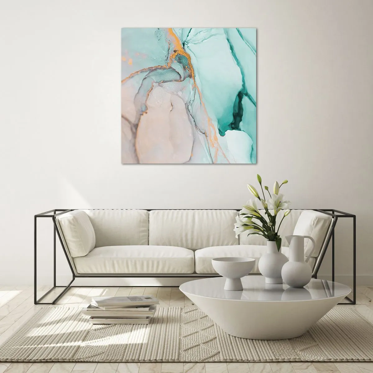 Glasbild - Bild auf glas - Ein Tanz der Formen und Farben - 70x70 cm